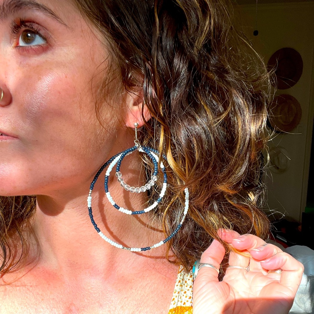Free People Beaded Triple Hoop Earrings